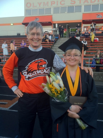 Clair & Dad at Clairs graduation from Sprague High School in June, 2013.

We really enjoyed seeing our youngest graduate !  What a blessing to have 5 girls!